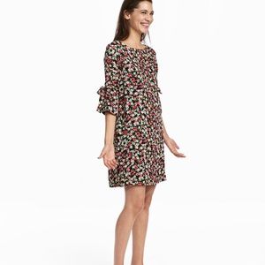 New H&M Black Floral Satin Dress